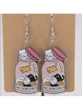 Cat Jar 'Anti Depressants' Earrings